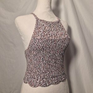 Hollister VTG Cropped Cotton Confetti Twee Indie Fairycore Chunky Knit Halter XS